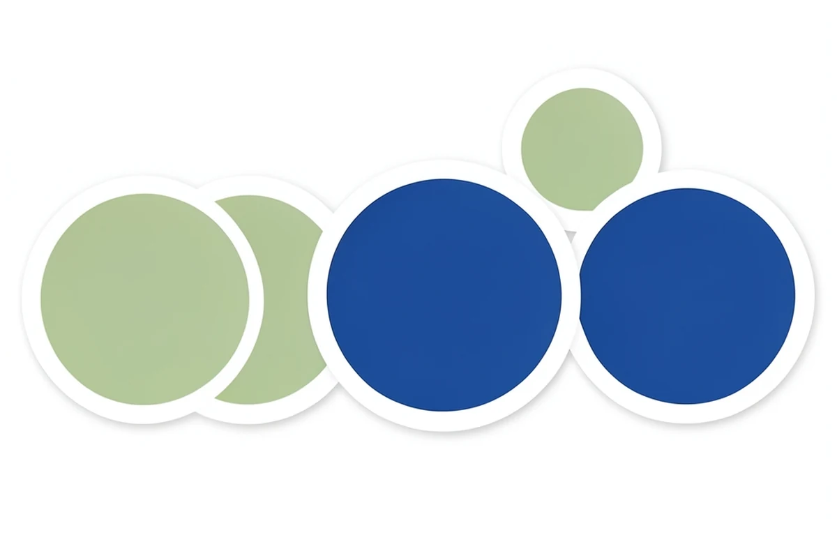 Several plain unmarked circular coin shapes of equal size arranged in a row with one circle set slightly apart, representing choosing among several similar options