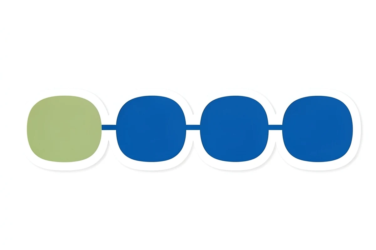 Four small numbered outline circles connected in a single horizontal sequence by a plain line, representing a step-by-step process