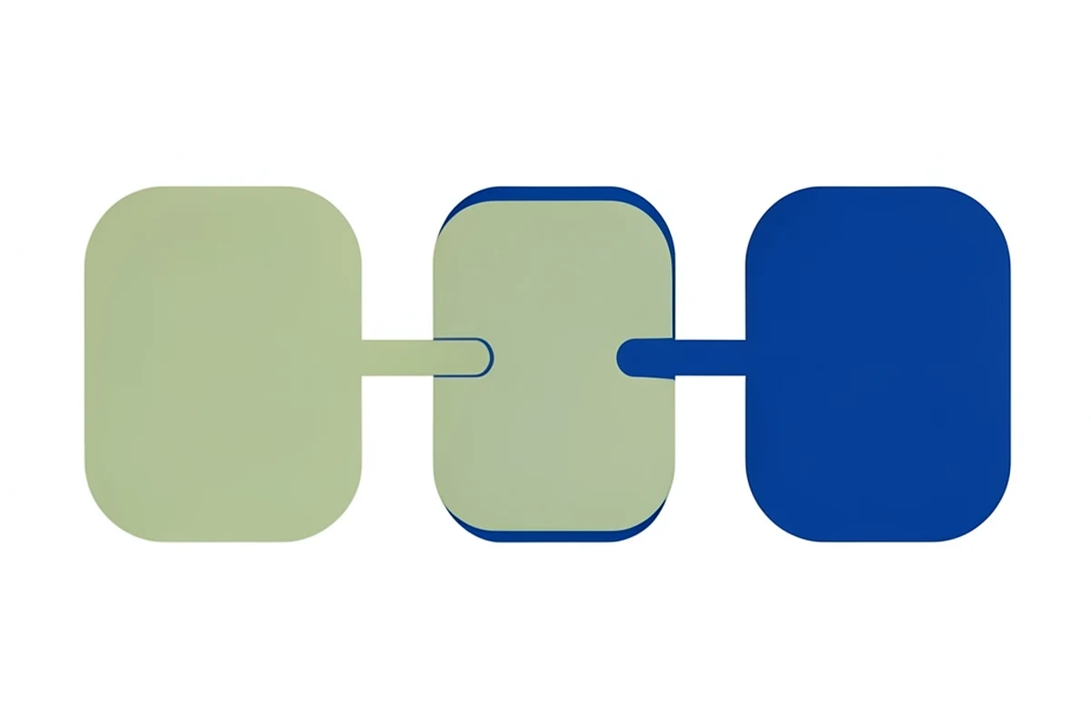 Three separate simple line paths of different lengths and styles running side by side between two points, representing three different network routes for the same transfer